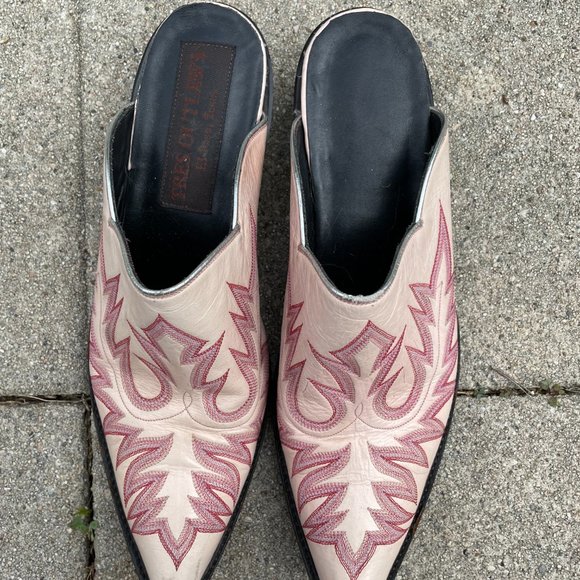 "A Stitch In Time" Ivory/ Pink Stitch Tres Outlaws Mule 1537* SZ 8.5 - Picture 3 of 7